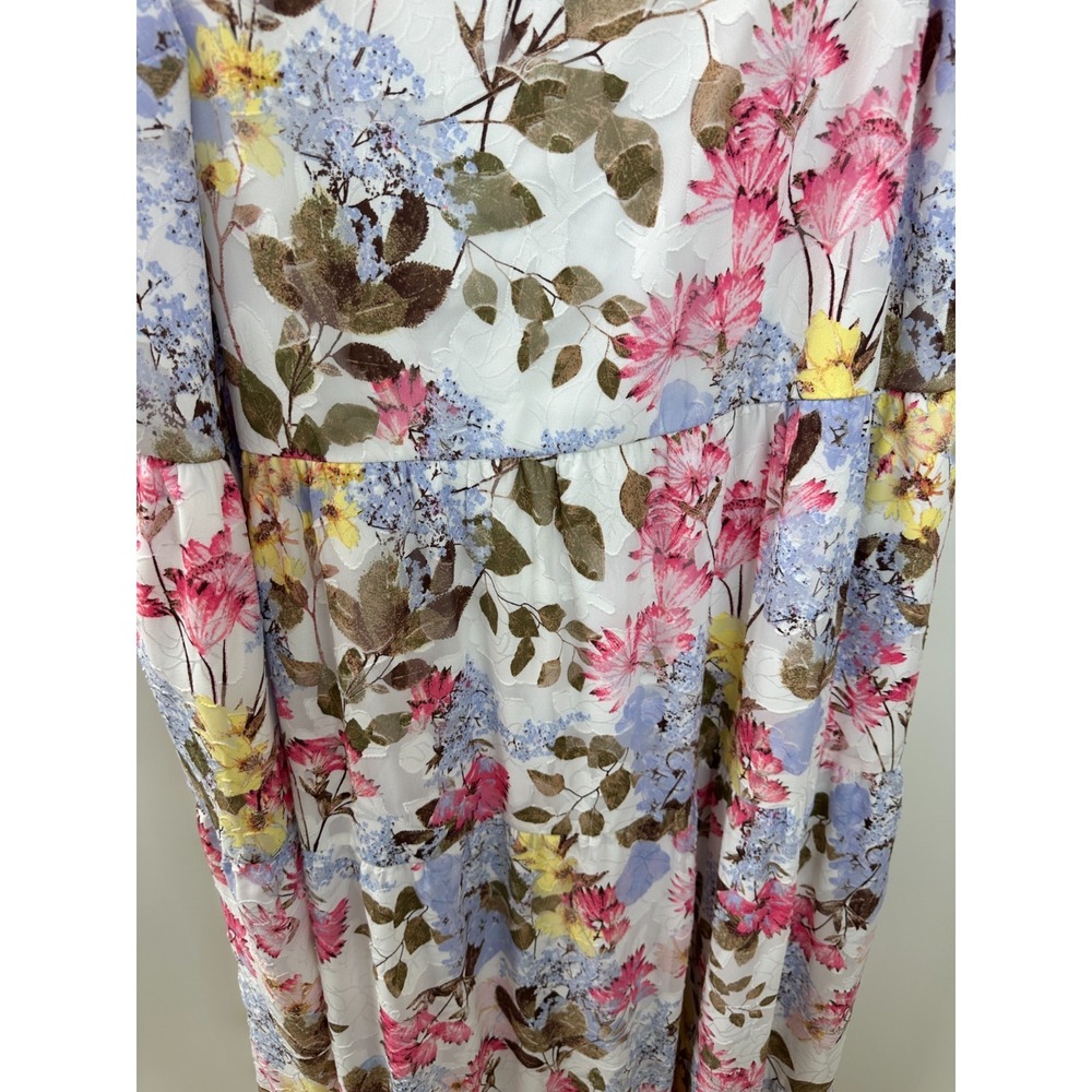 Lane Bryant Floral Maxi Dress Tiered Tie Strap Pockets Lined Plus Size 24 Summer - Picture 7 of 15
